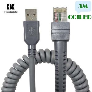 Chinese Factory 3M LS2208 Coiled USB to RJ48 Barcode Scanner <strong>Cable</strong> CBA-U02-C09PAR PVC Jacket Braid Shielding for Computer Use - Product Image 2