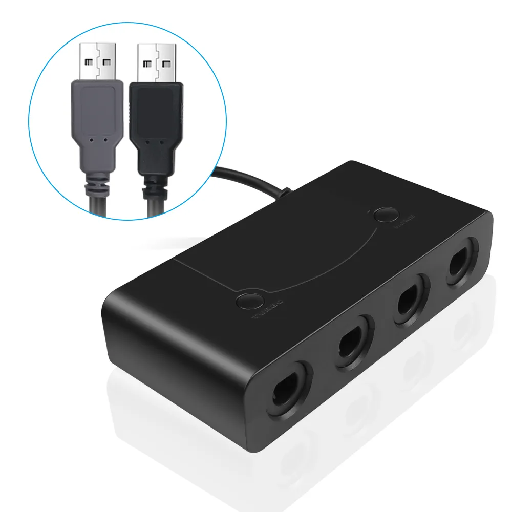 ตัวแปลงอะแดปเตอร์ USB 4พอร์ตสำหรับ Wiis U PC ตัวแปลงอะแดปเตอร์ตัวควบคุมสวิตช์สำหรับเกมคิวบ์