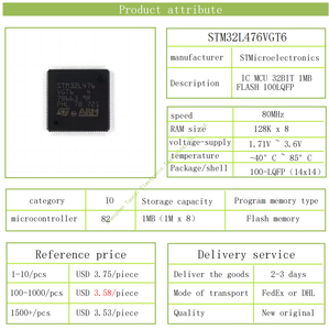 ICチップARMマイクロコントローラーMCU超低電力FPUアームCortex-M4 MCU 80 MHz 1 MバイトのフラッシュLCD USB OTG STM32L476VGT6 - Product Image 2