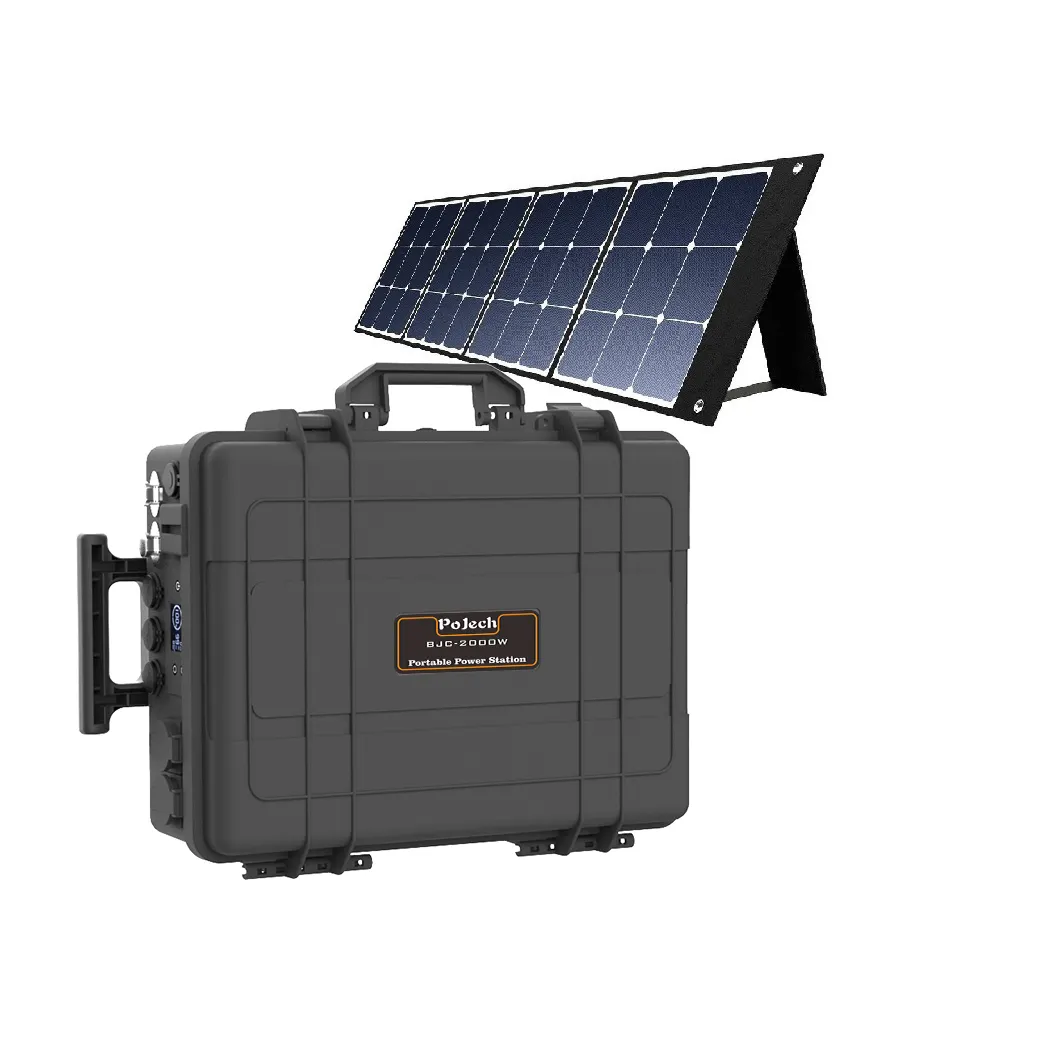 Sortie ca cc, station d'alimentation portable au lithium, 2000 watts, générateur solaire 2000w avec panneau solaire
