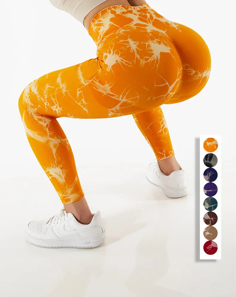 Hot Selling Women Support Xl 2x Multi-Size Maatwerk Naadloze Hoge Taille Marmeren Tie Dye Gym Fitness Actieve Kleding Legging