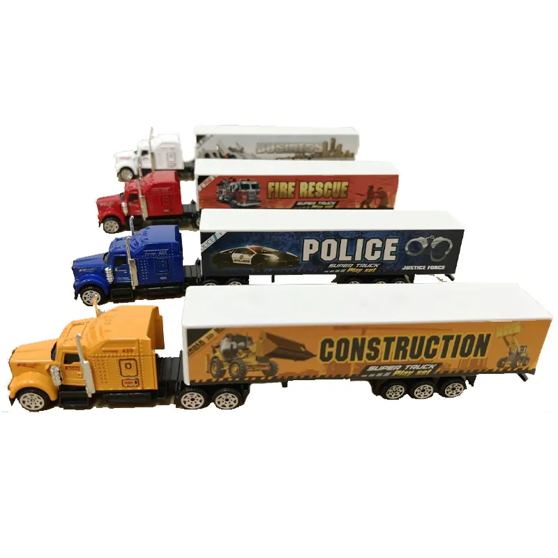 QS OEM vendita calda di alta qualità 1/58 ruota libera in lega di metallo contenitore per bambini camion da costruzione Diecast veicoli giocattolo