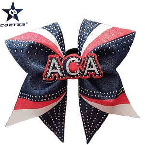 OEM Transfer Color Mini Keychain <strong>pink</strong> Glitter Cheerleading Bow Custom Rhinestone <strong>Cheer</strong> Bows - Product Image 1