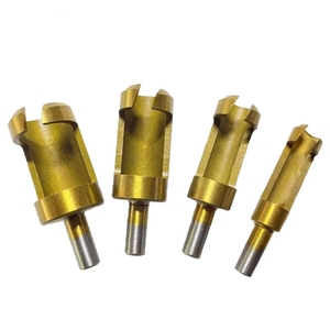 4PCS Titanium Coating <strong>1</strong>/<strong>4</strong> Round Shank Plug Woodworking Cutter Set 6-16 mm <strong>Hole</strong> Wood Core Drill Bit for Power Tool