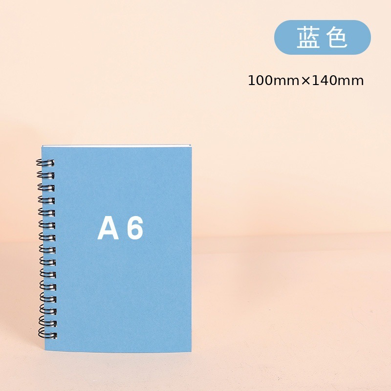 Carnet A6 à couverture bleu clair, reliure spirale