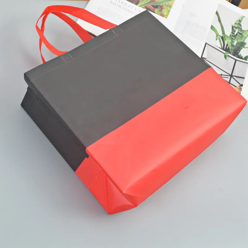 Оптовая продажа, креативный дизайн, индивидуальный логотип, многоразовая цветная сумка-тоут для покупок, перерабатываемая, Нетканая сумка