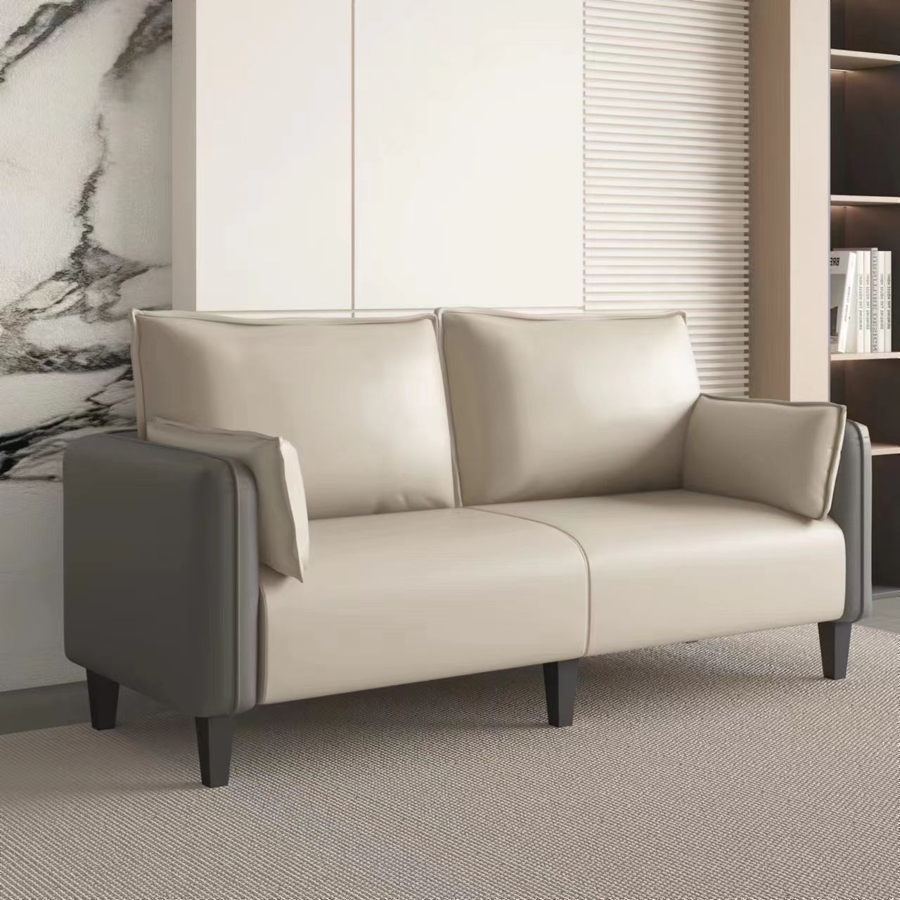 Cuero ultrafibra gris oscuro con textura beige