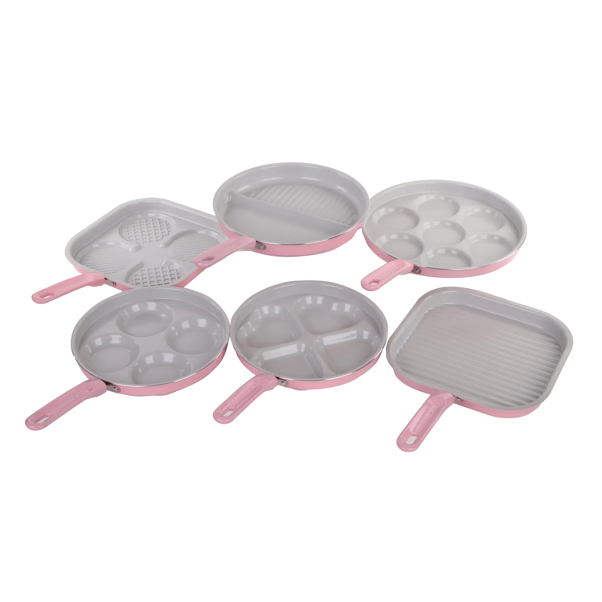 Juego de utensilios de cocina de aluminio para hamburguesas, parrilla de cerámica antiadherente rosa, 1-6 Uds.