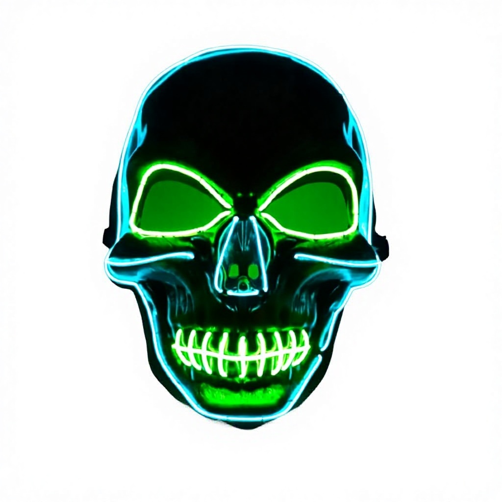 Teschio bicolore verde fluorescente blu ghiaccio