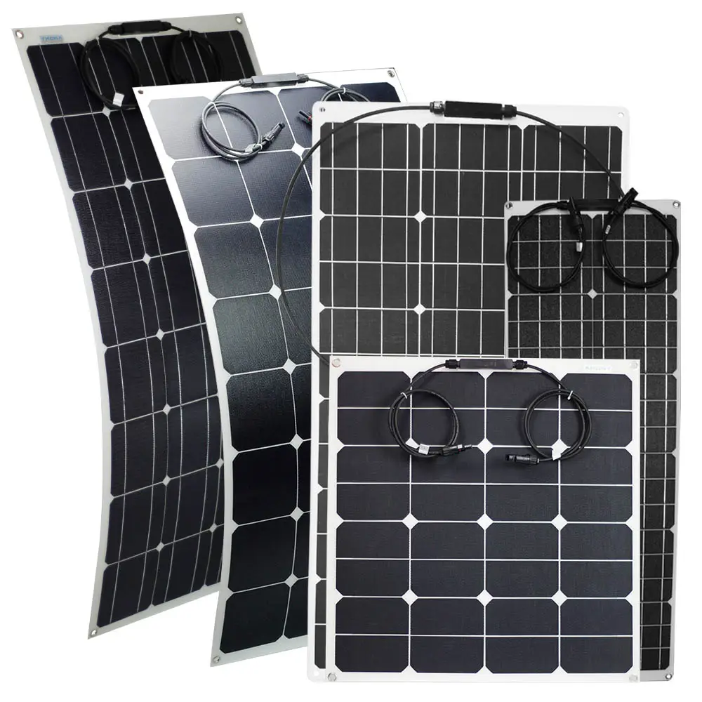 גמיש דק Sunpower מונו שחור פנל סולארי 50w 100W 150W 200W 250W מונו גמיש PV פנלים סולאריים עם CE