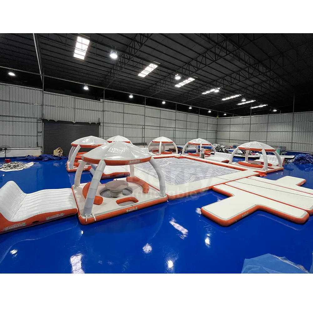 New water entertainment equipment inflatable-floating-docks-pontoon leisure dock island inflatable dock shelter