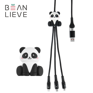 China Popular Cartoon Panda Dual <strong>Input</strong> 6 in 1 60W Super Fast Charging Cord USB Type C to Type C Mutli <strong>Data</strong> Cable - Product Image 1