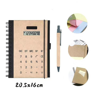 Eco Material Spiral Cahier Notebook mit elektronischem Taschen rechner Stift 8-stelliger Solar Power Desktop-Rechner - Product Image 3