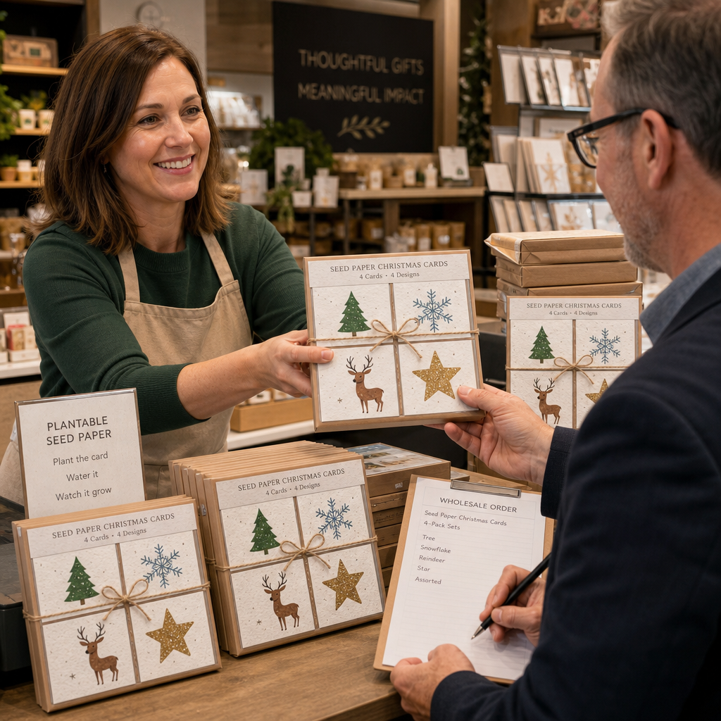 Paquet de 4 cartes de Noël plantables