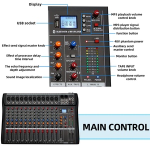 Depusheng DX12 Professional Mixer Console 48V Phantom Power USB MP3 <strong>Input</strong> DJ Sound <strong>12</strong> Channel <strong>Audio</strong> Mixer - Product Image 5