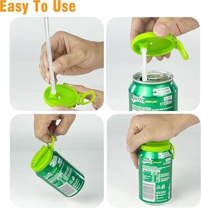 Soda có thể nắp đậy với rơm nhựa bìa với Silicone rơm bpa-miễn phí tái sử dụng phù hợp với tiêu chuẩn cho đồ uống đóng hộp bia nước trái cây seltzer - Product Image 3