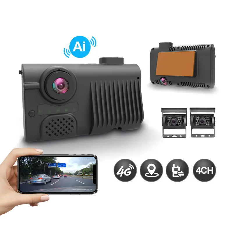Toptan Ai Adas Dash kamera 360 derece kamera araba 4G Dashcam dökün araç 1080P Dash kamera ön ve arka