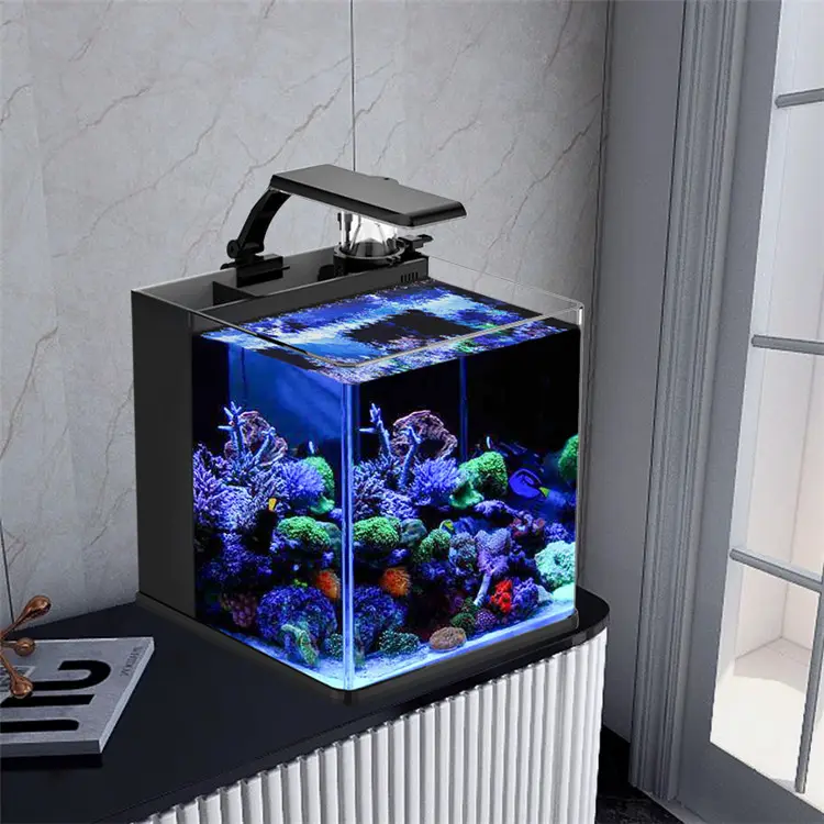 Réservoir de poissons marin d'aquarium d'eau salée en verre ultra clair pour la marine