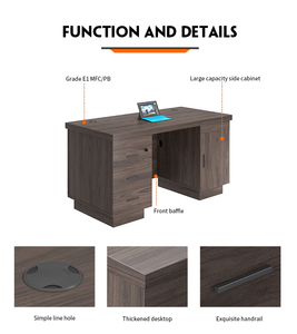 Mesa de ordenador de oficina de madera de nogal moderna, nuevos muebles para el hogar con 3 cajones y función extensible para escritorio de personal