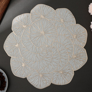 高PVC防水餐桌垫多层荷叶烫印西式餐垫实心底 - Product Image 6