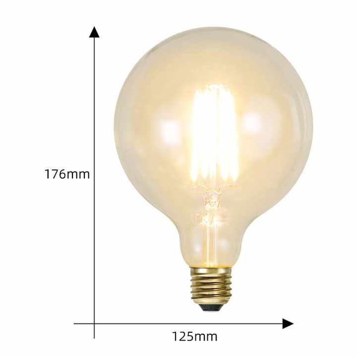 หลอดไฟการ์ตูน G125 แบบกําหนดเองแก้วสีเหลืองอําพันใสหลอดไส้ LED หรี่แสงได้
