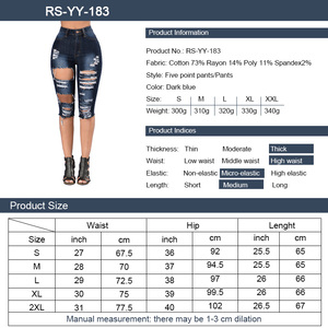 גבירותיי ג 'ינס ג' ינס קאפרי הברך אורך ripped slim ז 'אן מכנסיים נשים מכנסיים ripped גבוהה גמישות ג' ינס הברך ג 'ינס