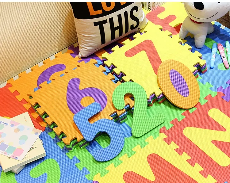 EVA Eco-Friendly Schiuma Crawl Stuoia del Gioco Tappeto Per Il Bambino Con 10 Numeri Stampati Di Puzzle