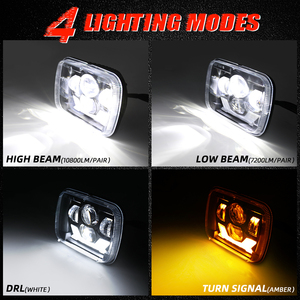 DOTホワイトDRLアンバーターンシグナル5x77X6ハイロー長方形シールファロスビームLEDトラックLEDヘッドライトジープ用チェロキーXJYJMJ - Product Image 4