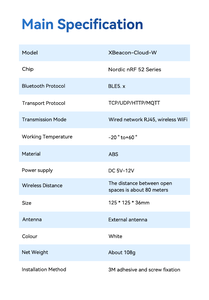 Receptor Bluetooth IoT de largo alcance ble wifi para Beacon Locsmart XBeacon-Cloud-W Gateway - Product Image 3