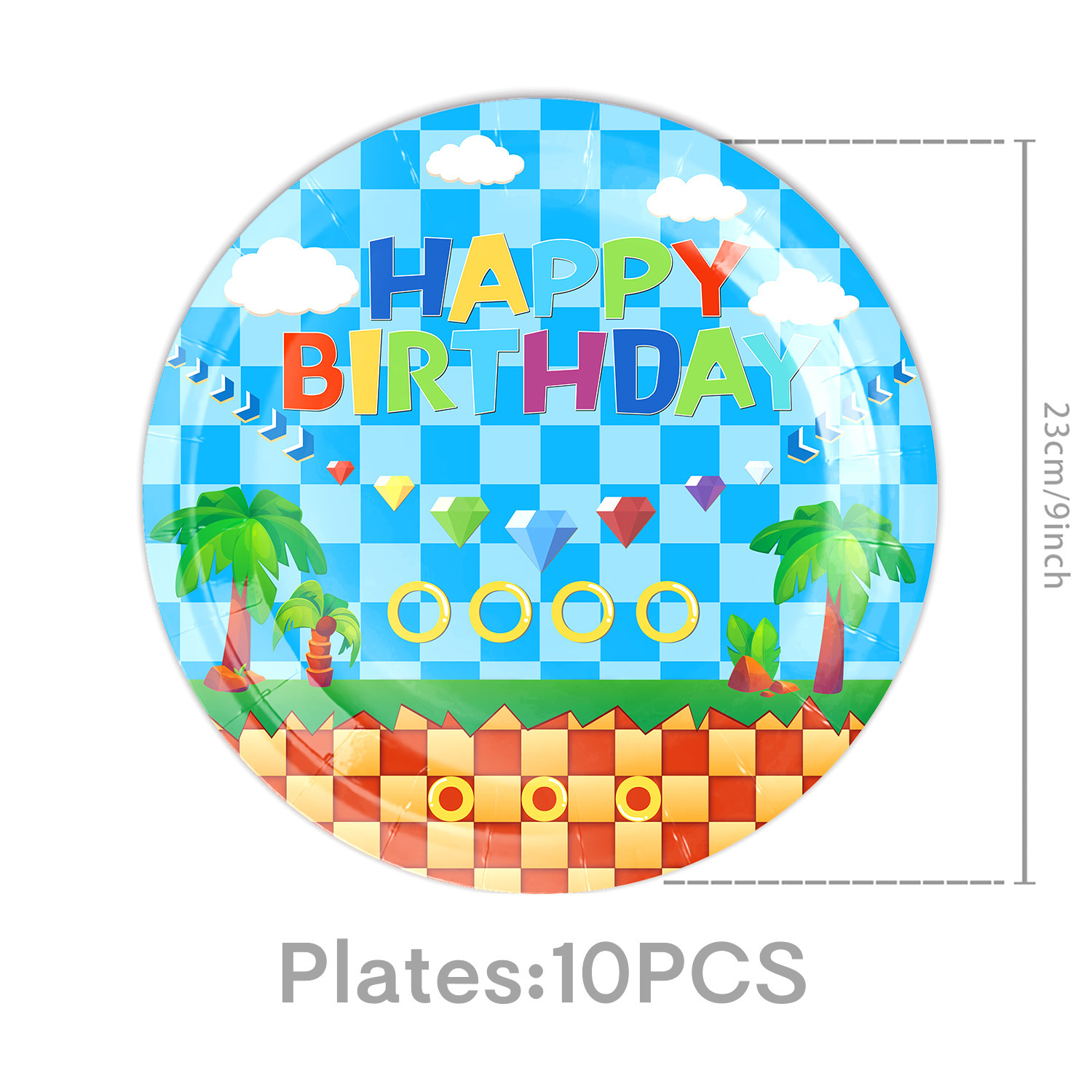 Bleu-10pcs assiettes en papier 9 pouces