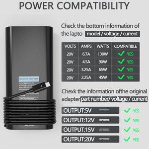 USB C <strong>Notebook</strong> PD Charger Type C Power Adapter Laptop Charger <strong>Adaptor</strong> 90W 130W 20V 6.5A for Dell Hp Asus Acer Samsung OEM - Product Image 5