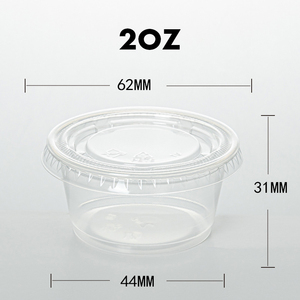 BPAフリー<span class=keywords><strong>2</strong></span>オンスクリア使い捨てプラスチックカップ漏れ防止リッドリサイクル可能単壁ジロディッピングソーカップパーティー用食事
