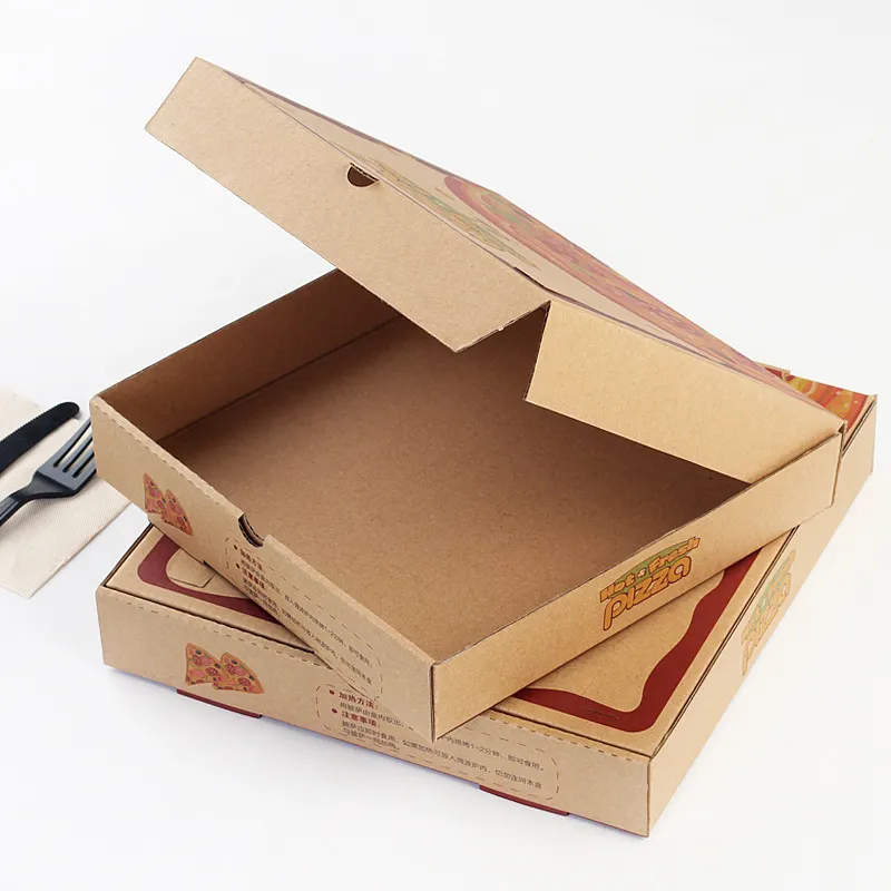 Großhandel günstig individuell bedruckt personalisiert alle Größe 9 10 11 12 14 18 Zoll gewelltes Kraftpapier Pommes Frites Burger Pizza-Boxen