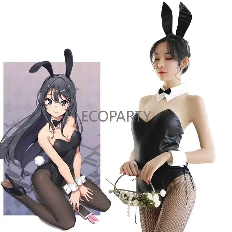 Seishun Buta Yarou wa Bunny Girl Senpai no Yume wo Minai Cosplay Halloween Costume for Girls Sexy Cute Bunny Faux Leather Rabbit