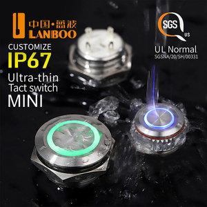 LANBOO 12-22QC 12 16 19 22MM Mini breve tatto impermeabile momentaneo metallo Ultra-sottile interruttore a pulsante con indicatore luminoso a LED - Product Image 5