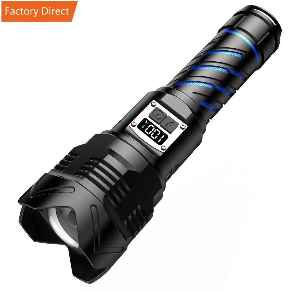 10000 lumens 5000mAh Zoomable Aluminum Alloy Body Rechargeable USB 26650 Battery XHP70 LED tactical Torch Flashlights