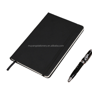 Producto de etiqueta privada Marca personalizada para uso corporativo Bloc de notas de cuero PU con bolígrafos diario impresión cuaderno negro personalizado - Product Image 1