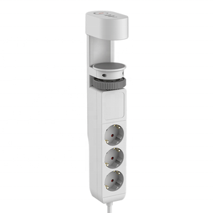 Enchufe de extensión múltiple con protector contra sobretensiones y puertos USB Enchufe de escritorio impermeable de 3 polos para regleta de mesa de oficina en casa - Product Image 6