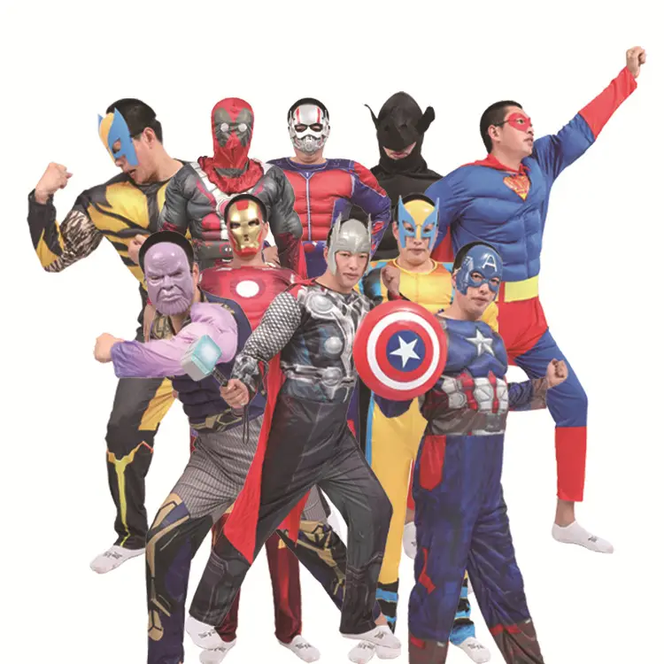 Disfraz de superhéroe adulto para Halloween, Cosplay de película animada para hombre, mono musculoso, Máscara