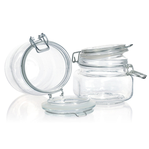 Mutfak eşyaları klip üst kapaklı cam kavanozlar yuvarlak cam kavanozlar - Product Image 6