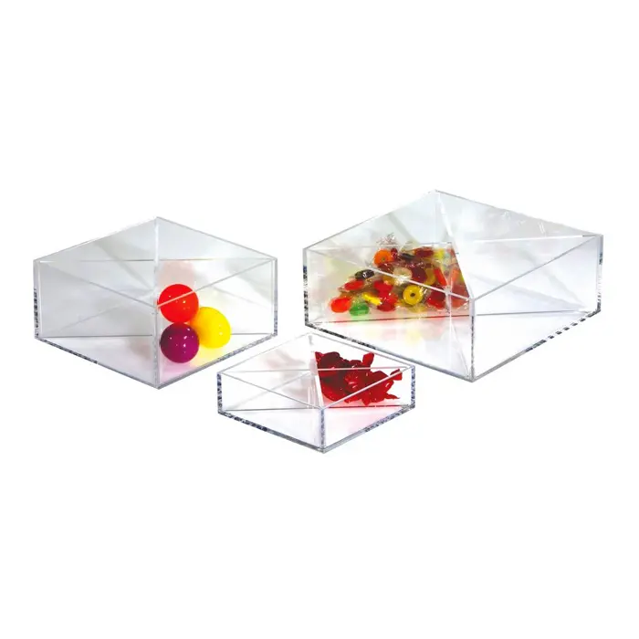 Custom Clear Acrylic Small Tray With Optional Dividers Wholesale Square Acrylic Candy Tray For Food