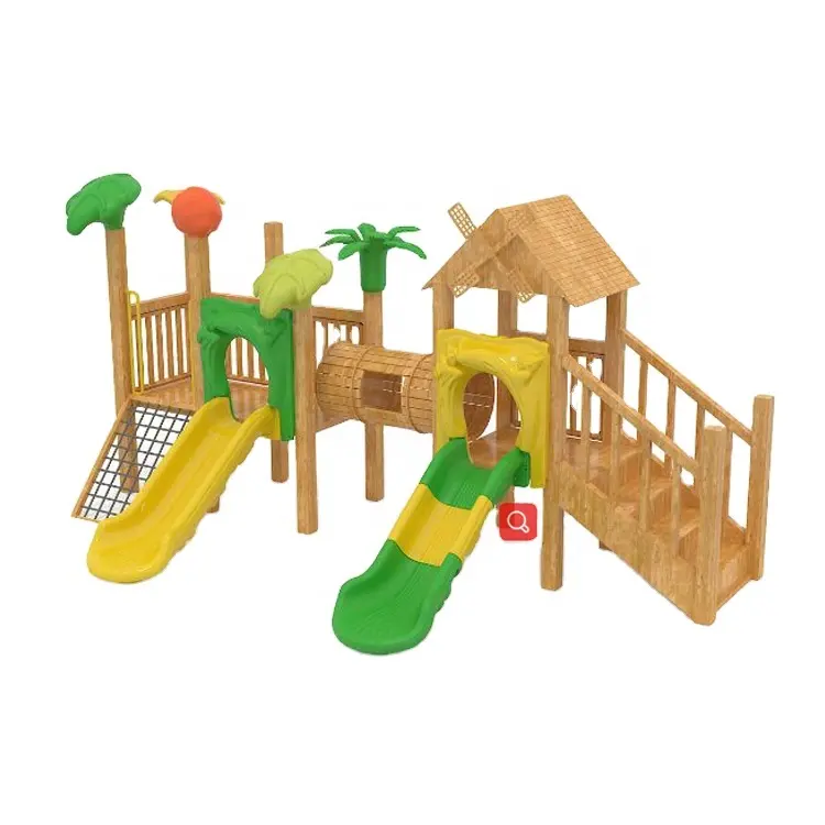 Qiaoqiao Nieuwe Stijl Hout Kids Slides Outdoor Plastic Speeltuin En Outdoor Voor Kids