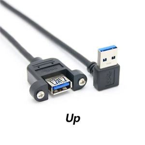 批发面板安装5gbps角度90度弯头USB 3.0 a型公母延长线，带耳螺钉锁定 - Product Image 2