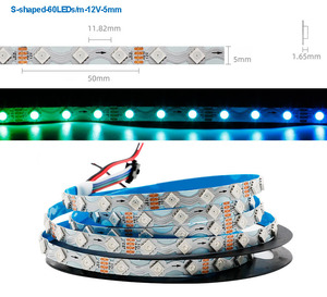 SK6812 Addressable Digital Pixel Magic Strip Light DC12V 6mm 60LEDs/meter SPI Rgbic s Shape Led Strip for Advertising Board