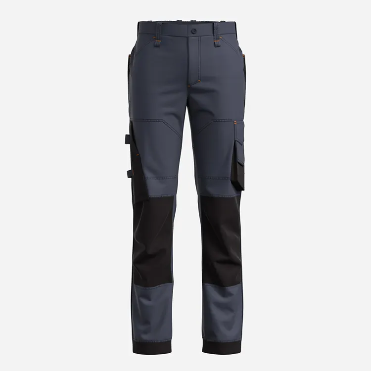 กางเกงทำงานปลอดภัยหลายกระเป๋าใส่ทำงานฤดูใบไม้ร่วงฤดูหนาวกางเกงทำงานผ้าฝ้ายสีเทาบริการ OEM