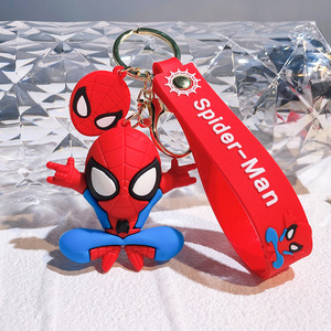 Yaratıcı 9 tasarım Marvel Spi der-adam PVC anahtarlık yumuşak yeni alaşım çanta araba anahtarı ile 3D kolye serigraf kauçuk anahtar zincirleri - Product Image 2