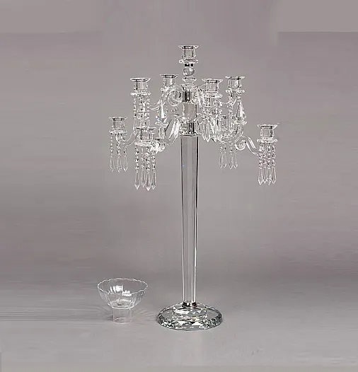 Centros de mesa de decoración para boda, candelabro de cristal alto, Mh-zt053, 9 brazos