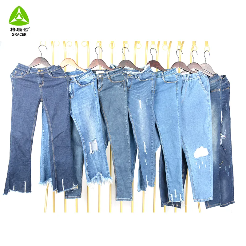 Jeans da donna vestiti usati in Kg Uk vestiti di seconda mano vestiti usati da Canada estate per le donne adulti Denim Jeans pre-amati