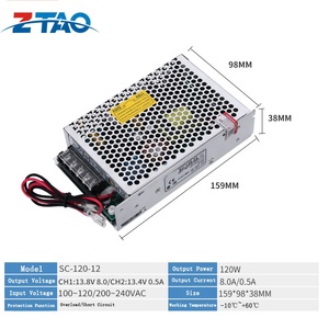 Fuente de Alimentación Conmutada LED, Cargador de Batería, Salida de 120/220vac, 110 W, 12V, 8A, 13,8 V, 12V, Función de Carga, V, 12V, 8V, 1 Unidad