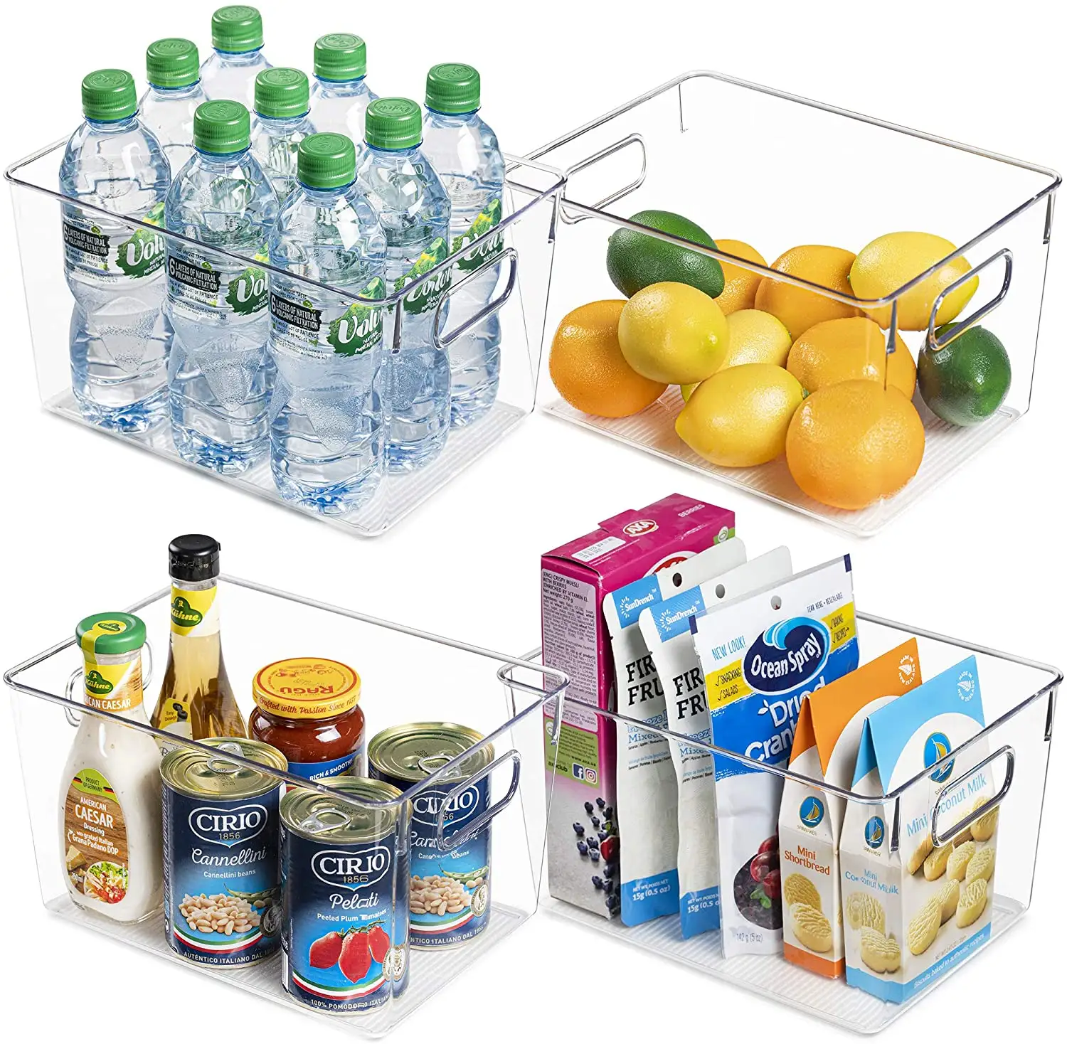 4 Stuks Clear Pantry Organizer Bakken Huishoudelijke Plastic Voedsel Opslag Mand Ood Opbergbakken Met Handvat Voor Koelkast, Koelkast